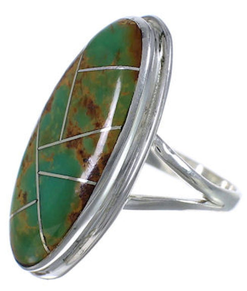 Sterling Silver Turquoise Inlay Southwestern Ring Size 5-1/2 UX34194
